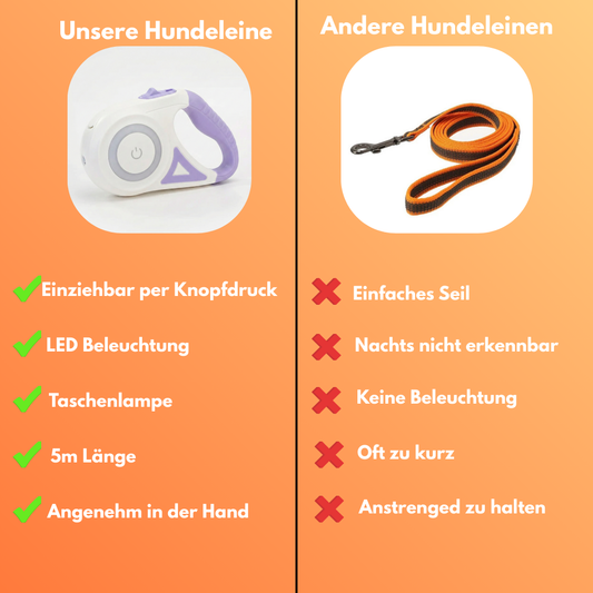 Einziehbare LED Hundeleine